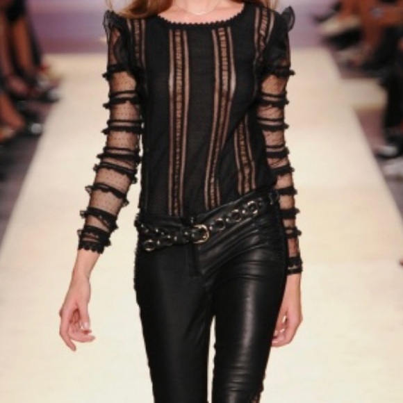 ISABEL MARANT Quena Ruffle Embroidered Long Sleeve  Lace Blouse - Picture 2 of 9